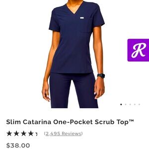 Figs Slim Catarina One-Pocket Scrub Top in Navy- EUC!